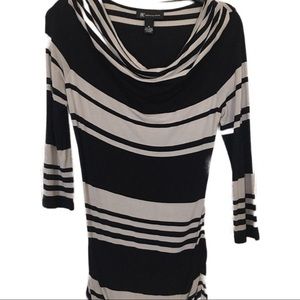 INC Striped Sweater, Black/Tan